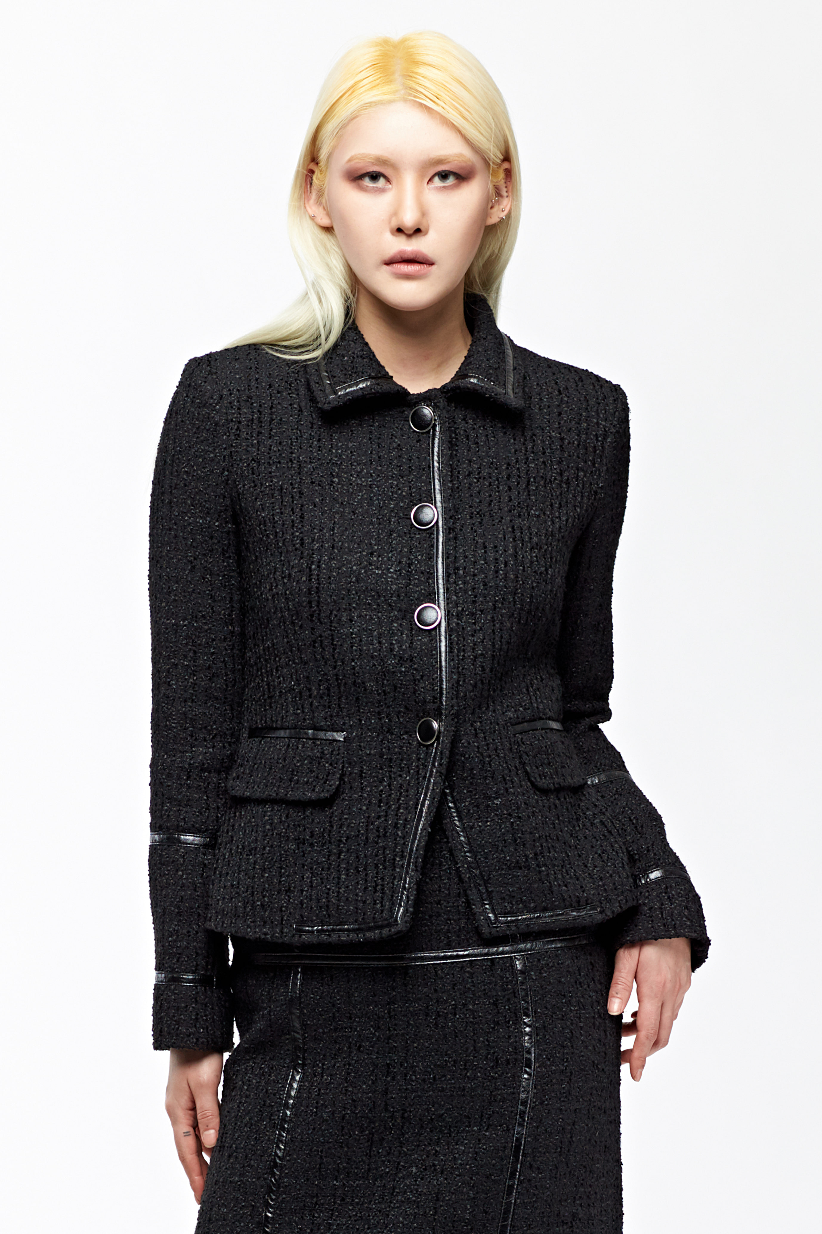 Tweed Leather Line Jacket
